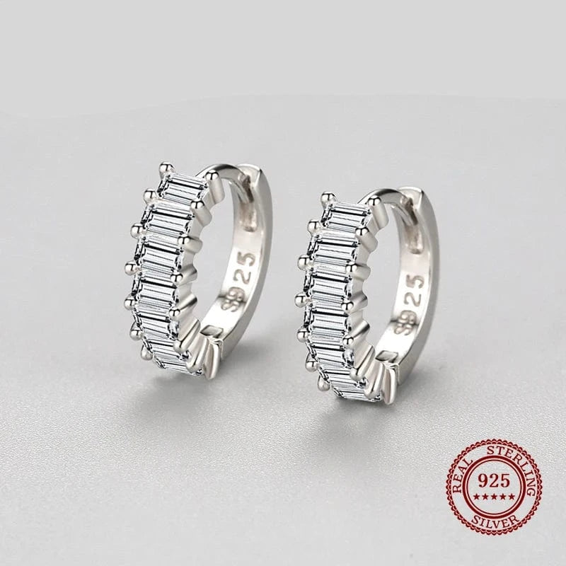 Wee Luxury Silver Earrings Stacked Clear Zircon Hoop Earrings in Silver