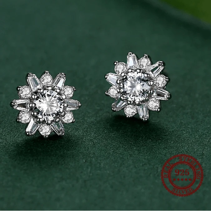 Wee Luxury Silver Earrings Sunflower Stud Earrings in Sterling Silver