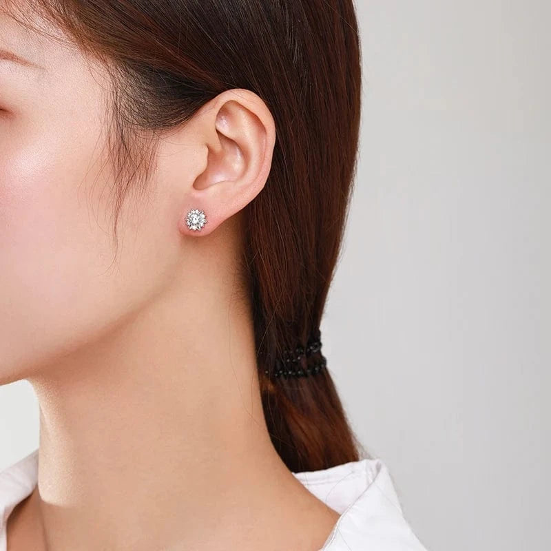 Wee Luxury Silver Earrings Sunflower Stud Earrings in Sterling Silver