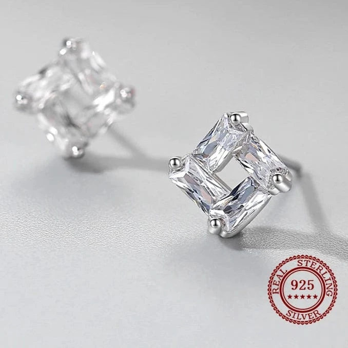 Wee Luxury Silver Earrings Trapezoid Ripple Earrings in Sterling Silver