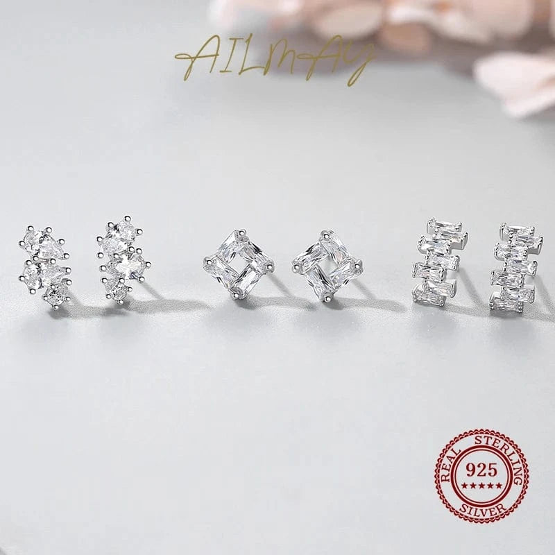 Wee Luxury Silver Earrings Trapezoid Ripple Earrings in Sterling Silver