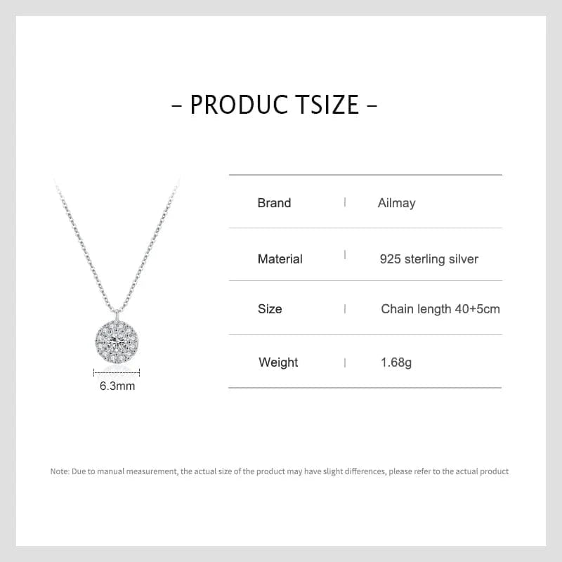 Wee Luxury Silver Necklaces Elegant Round Cubic Zirconia Sterling Silver Pendant