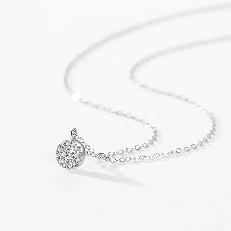Wee Luxury Silver Necklaces Elegant Round Cubic Zirconia Sterling Silver Pendant