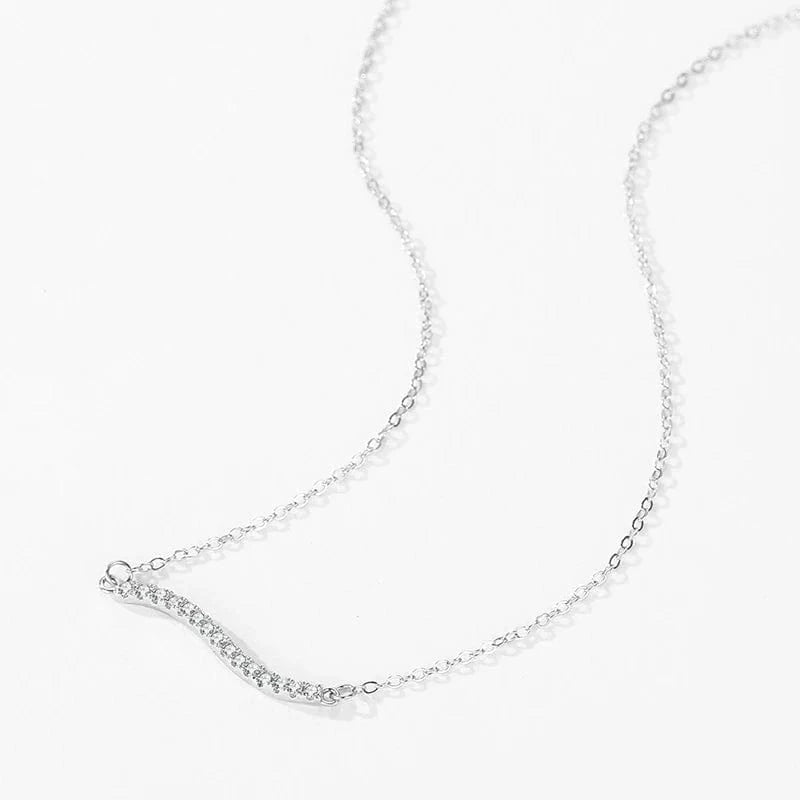 Wee Luxury Silver Necklaces Sterling Silver Wave Pendant with Zirconia for Women