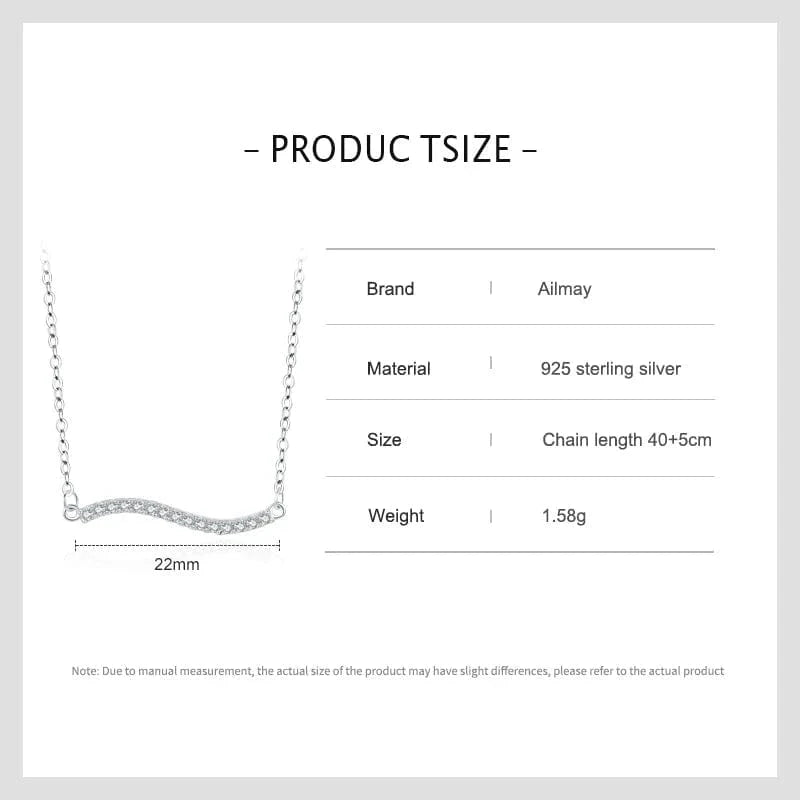 Wee Luxury Silver Necklaces Sterling Silver Wave Pendant with Zirconia for Women