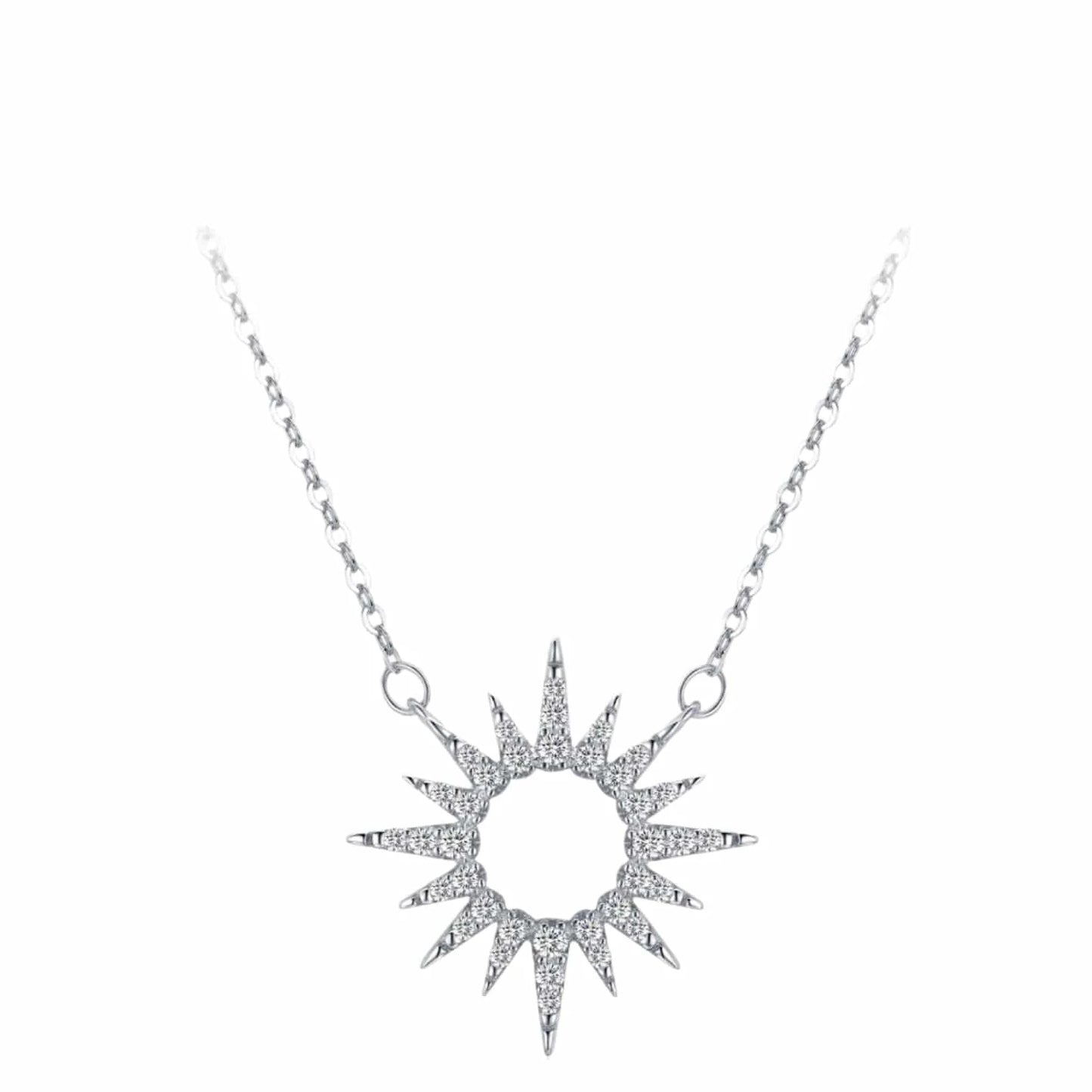 Wee Luxury Silver Necklaces Sun Pendant Necklace in Sterling Silver with Zircon