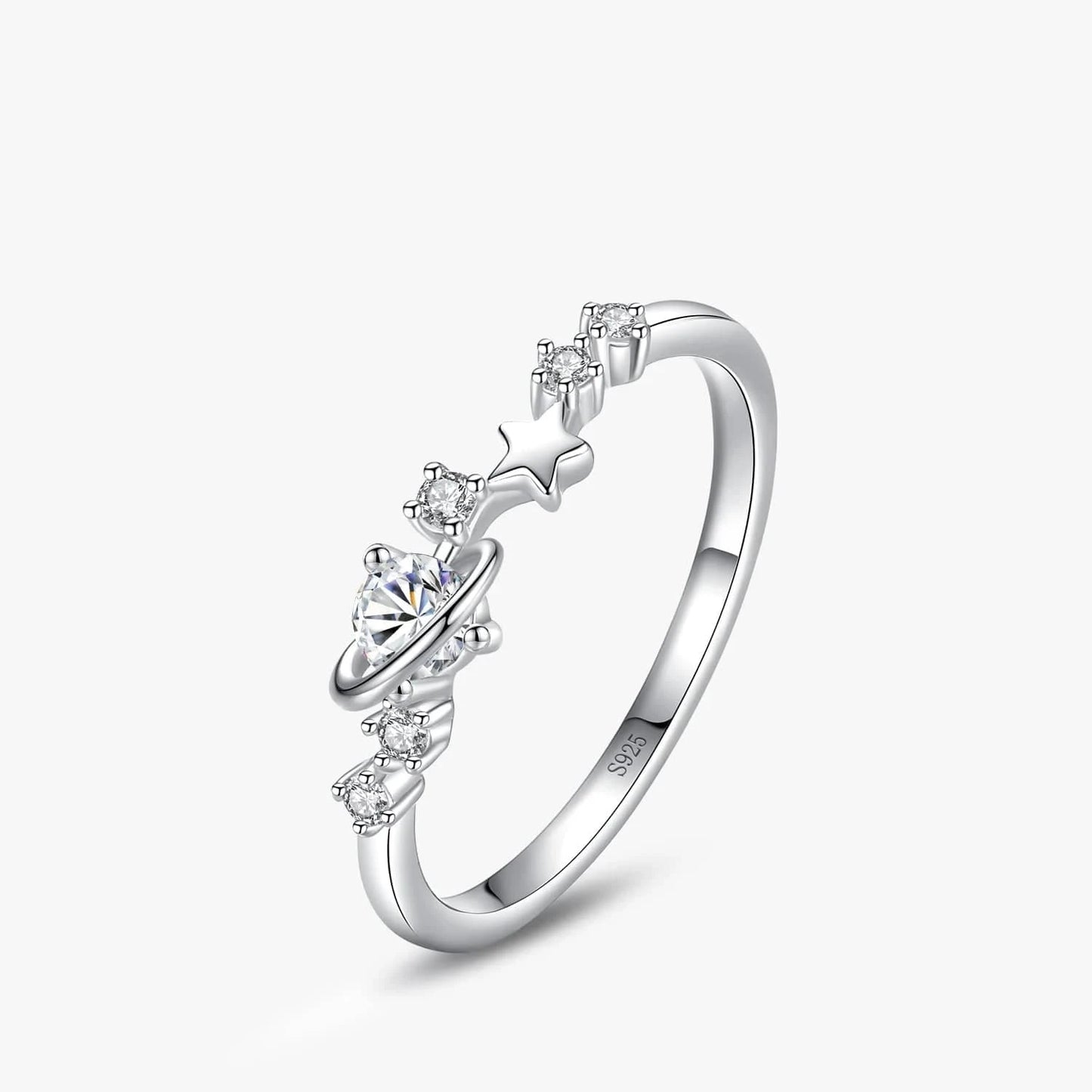 Wee Luxury Silver Rings 6 Irregular Star Zircon Ring for Valentine's