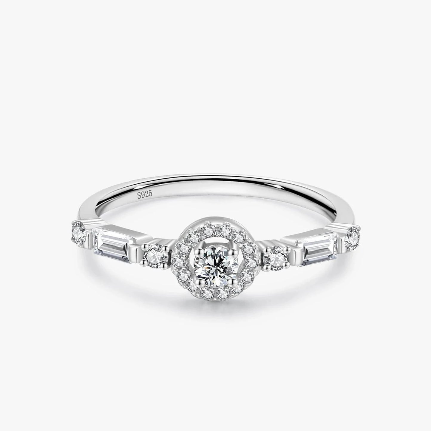 Wee Luxury Silver Rings 7 Clear Zircon Round Sterling Wedding Ring