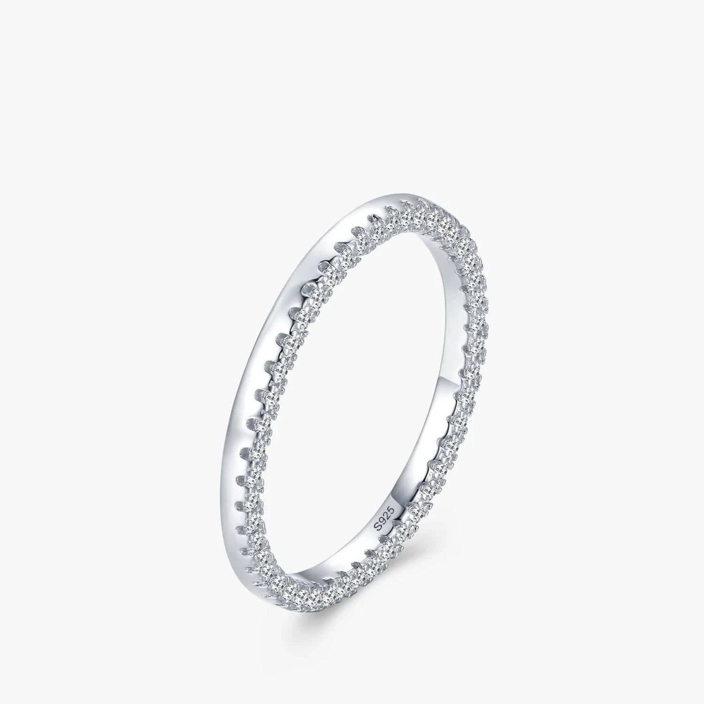 Wee Luxury Silver Rings 8 Full CZ Stackable Ring for Women