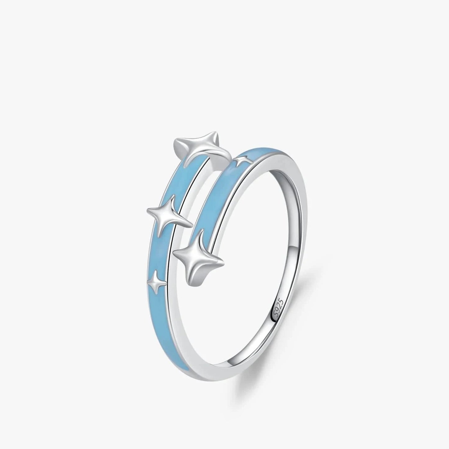 Wee Luxury Silver Rings 9 Blue Enamel Star Ring for Valentine's Day