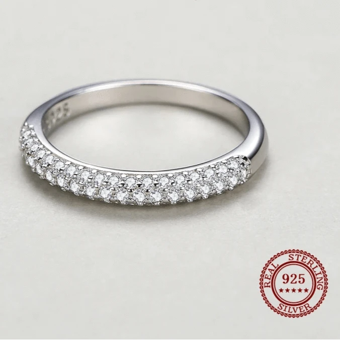 Wee Luxury Silver Rings Clear CZ Stackable Sterling Finger Ring