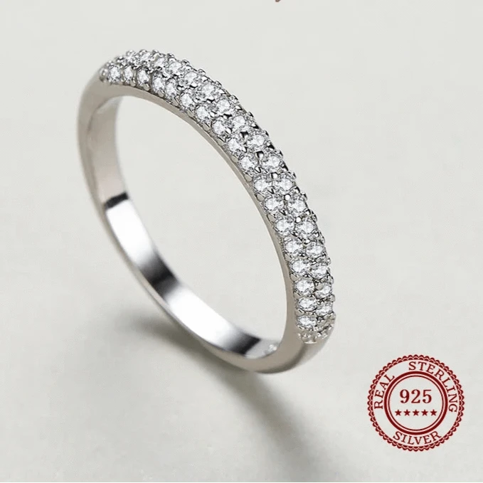 Wee Luxury Silver Rings Clear CZ Stackable Sterling Finger Ring