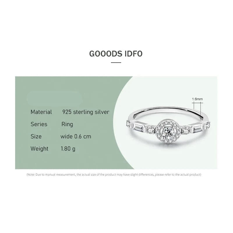 Wee Luxury Silver Rings Clear Zircon Round Sterling Wedding Ring