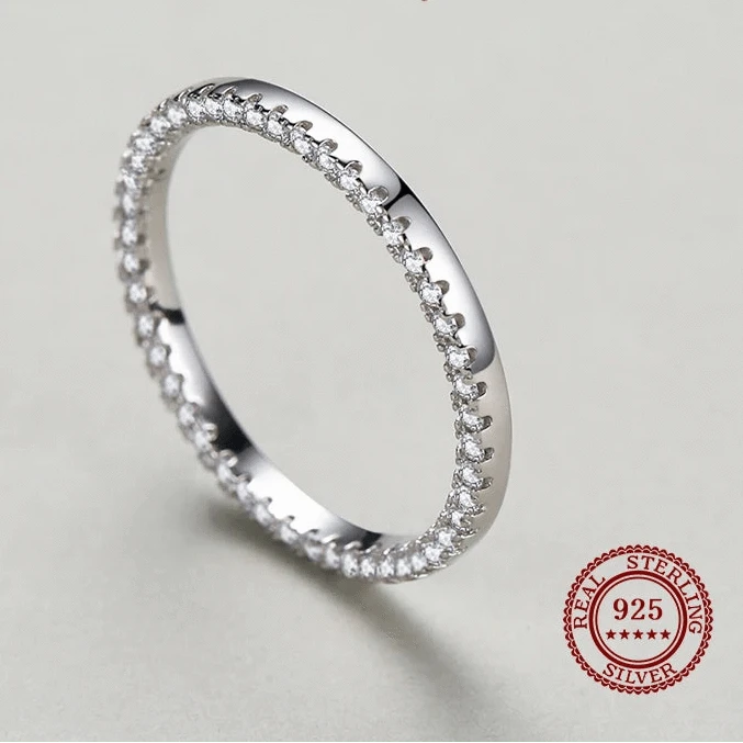 Wee Luxury Silver Rings Full CZ Stackable Ring for Women