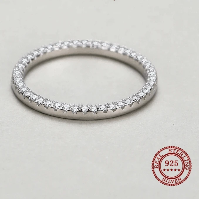 Wee Luxury Silver Rings Full CZ Stackable Ring for Women