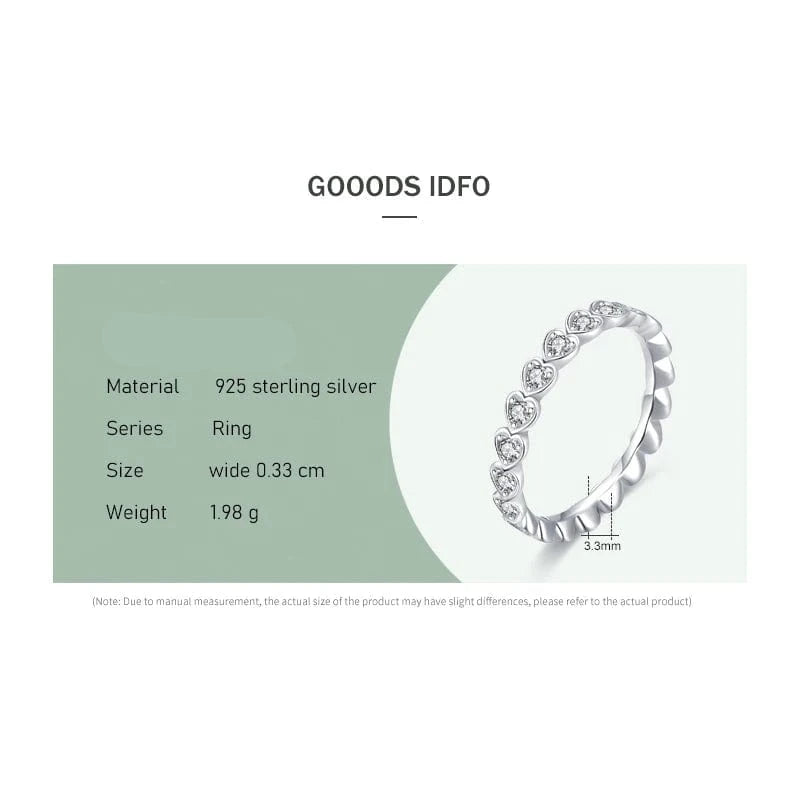 Wee Luxury Silver Rings Heart Stackable CZ Sterling Wedding Ring