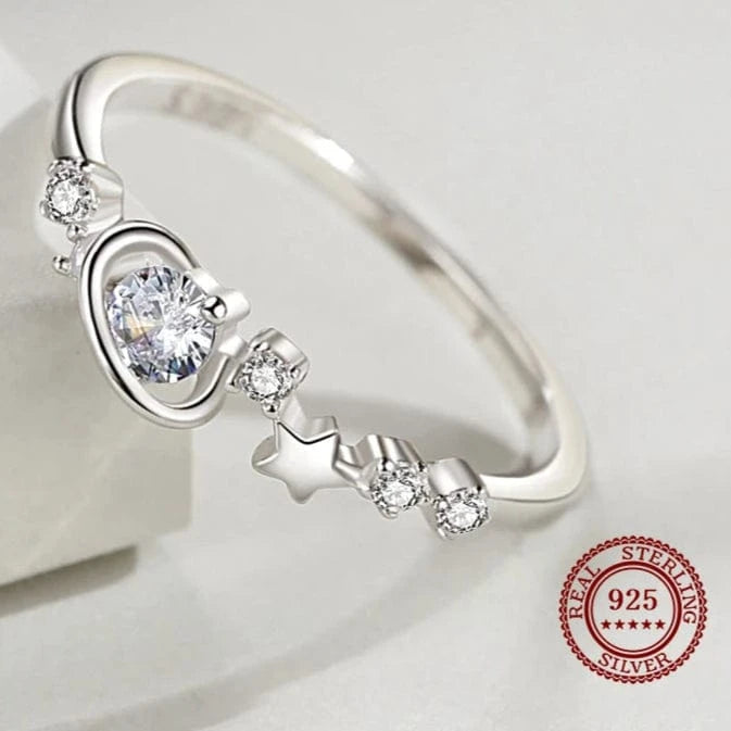 Wee Luxury Silver Rings Irregular Star Zircon Ring for Valentine's