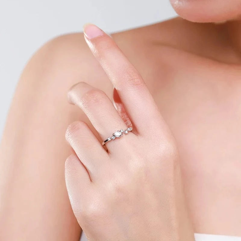 Wee Luxury Silver Rings Irregular Star Zircon Ring for Valentine's