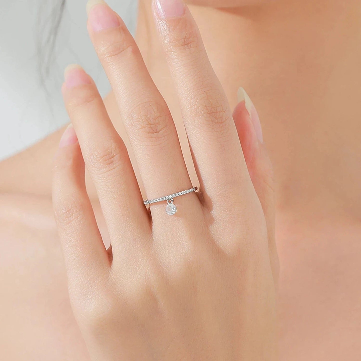 Wee Luxury Silver Rings Round Hanging Sterling Charm Party Ring