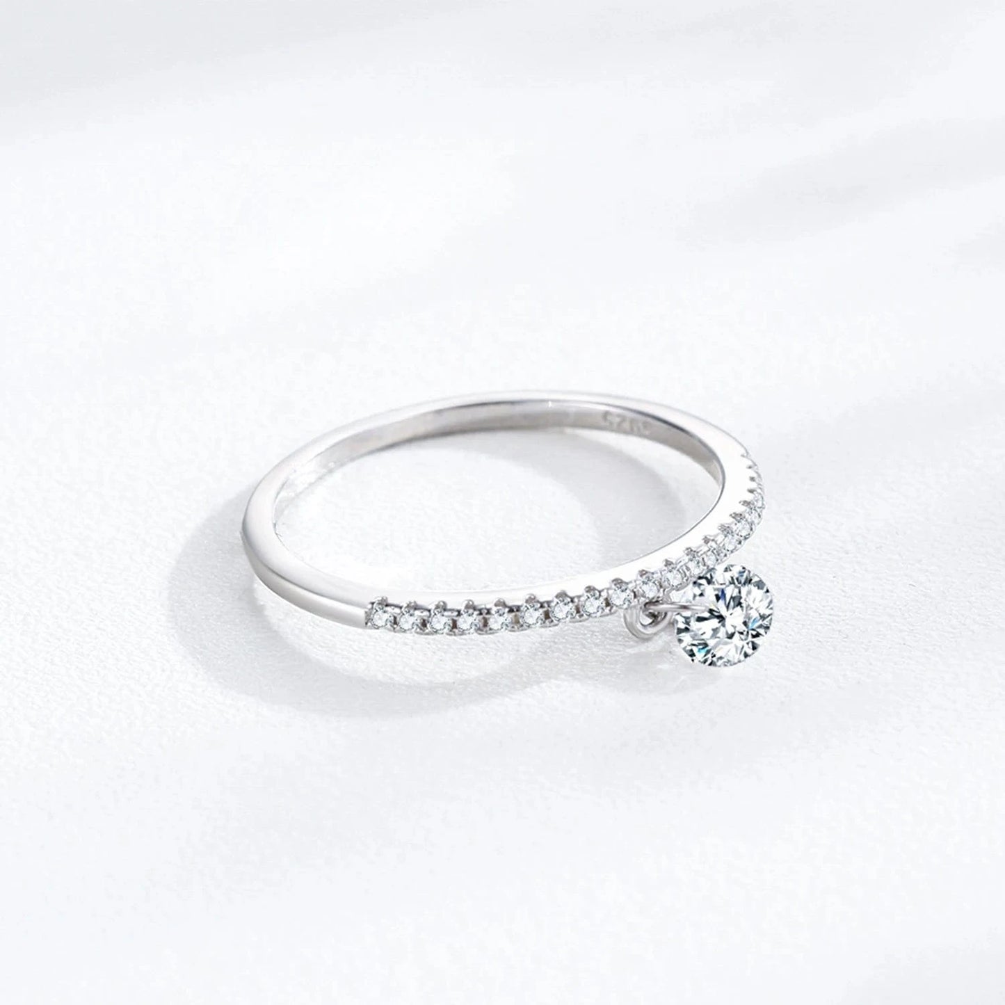 Wee Luxury Silver Rings Round Hanging Sterling Charm Party Ring