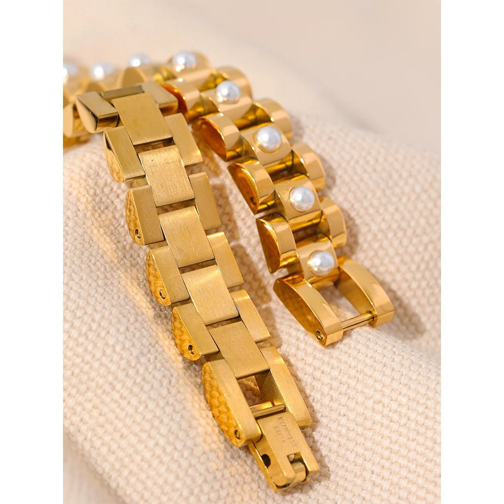 Wee Luxury Women Bracelets Stainless Steel Gold Plated Thick Cuban Chain Bracelet