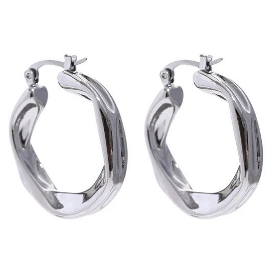 Wee Luxury Women Earrings Platinum 316L Stainless Steel Round Hollow Hoop Earrings Minimalist