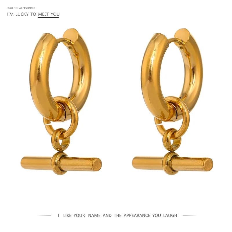 Wee Luxury Women Earrings YH554A Gold Statement Metal Golden Geometric Huggie Earrings