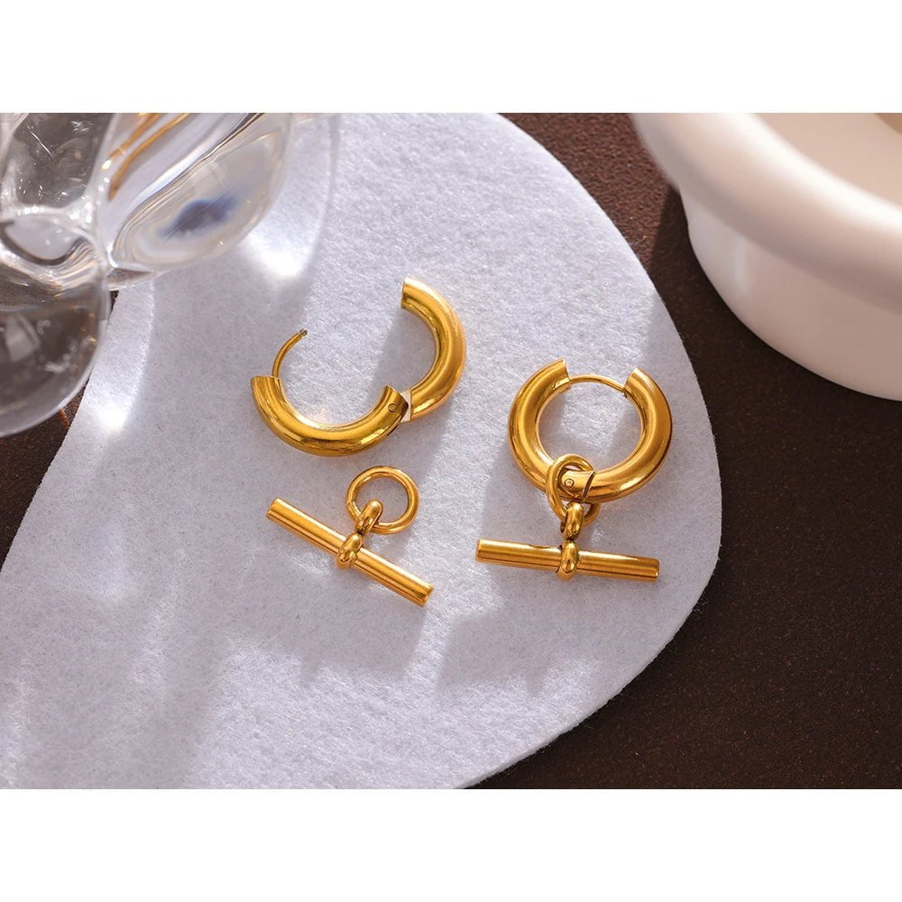 Wee Luxury Women Earrings YH554A Gold Statement Metal Golden Geometric Huggie Earrings
