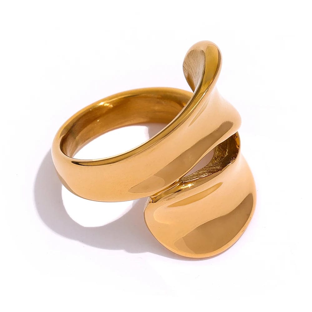 Wee Luxury Women Rings Gold Plated / 8 Unique Irregular Gold-Plated Stainless Steel Women's Ring