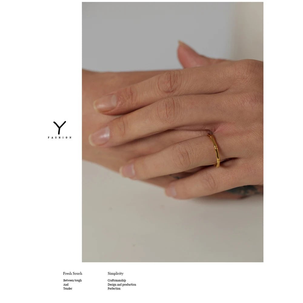 Wee Luxury Women Rings Minimalist Golden Bamboo Joint Metal Finger Ring