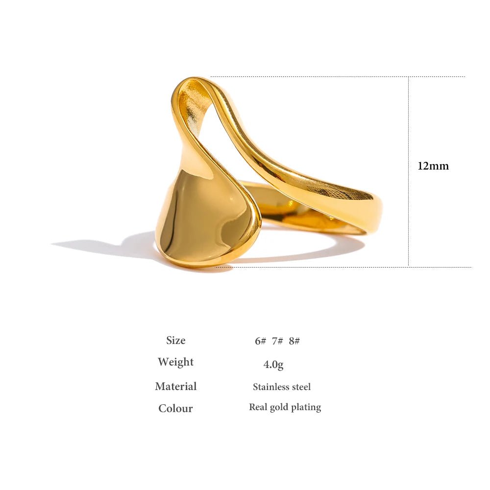Wee Luxury Women Rings Statement Metal Golden Geometric Irregular Ring