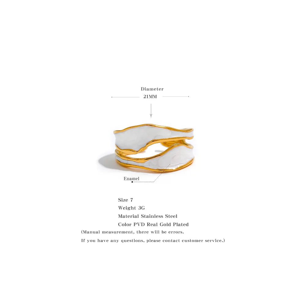 Wee Luxury YH2125A Fashion White Enamel Creative Irregular Open Ring