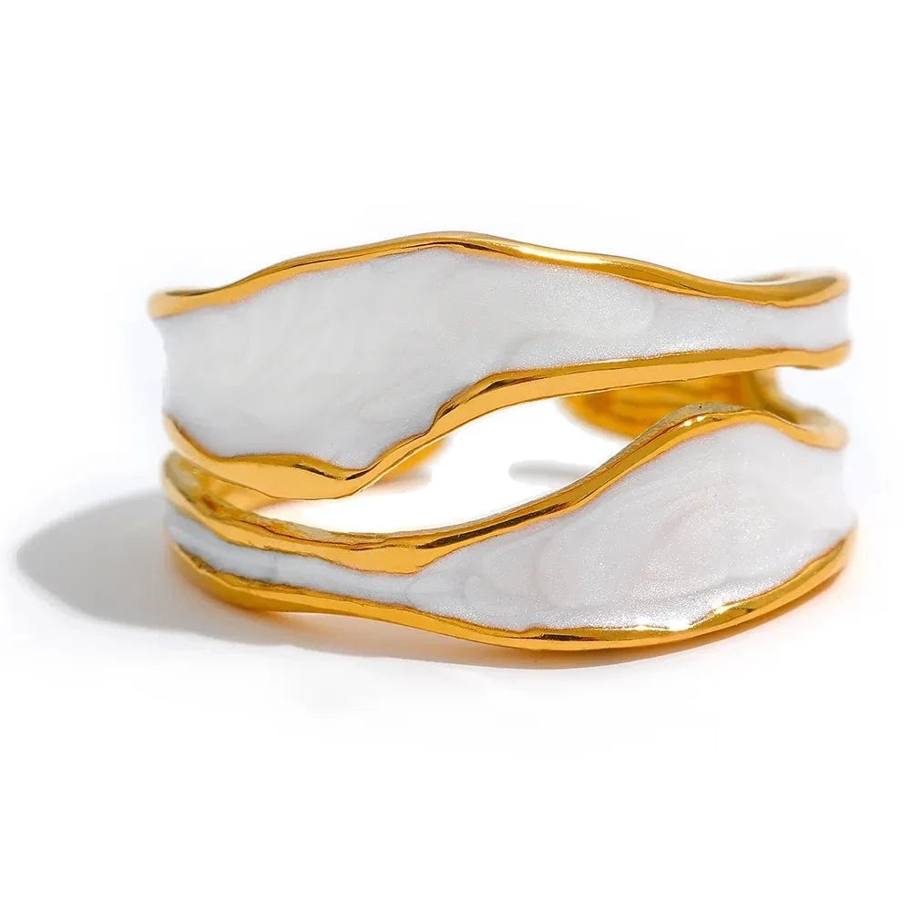 Wee Luxury YH2125A Fashion White Enamel Creative Irregular Open Ring