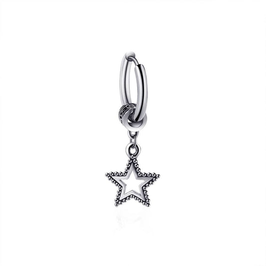 1688 Silver Accessories Simple Metal Style Personalized Creative Star Titanium Steel Earrings