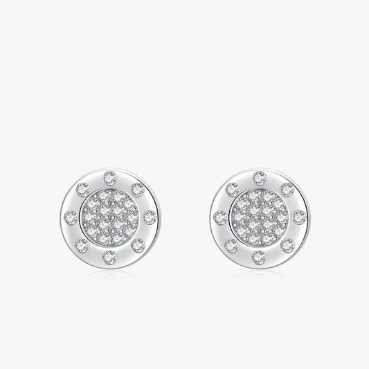 Clear Zircon Round Earrings in 925 Sterling Silver