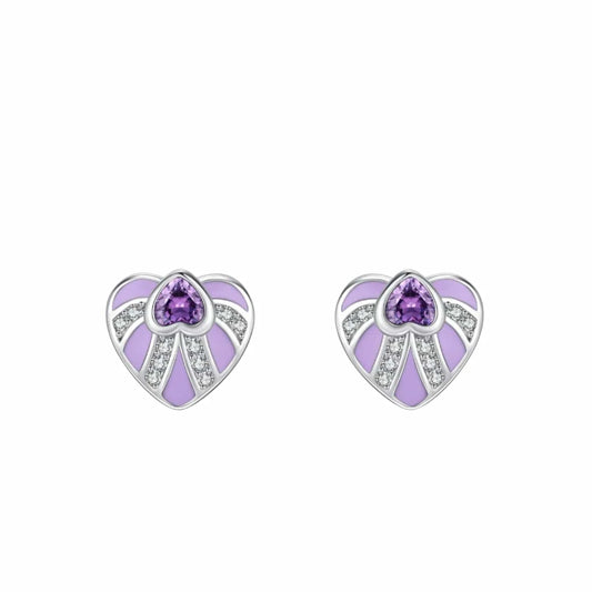 Purple Zircon Enamel Earrings in Sterling Silver