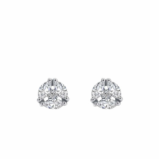 Geometric CZ Stud Earrings in 925 Sterling Silver