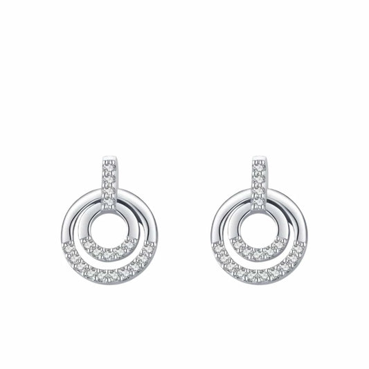 Round CZ Stud Earrings in Sterling Silver