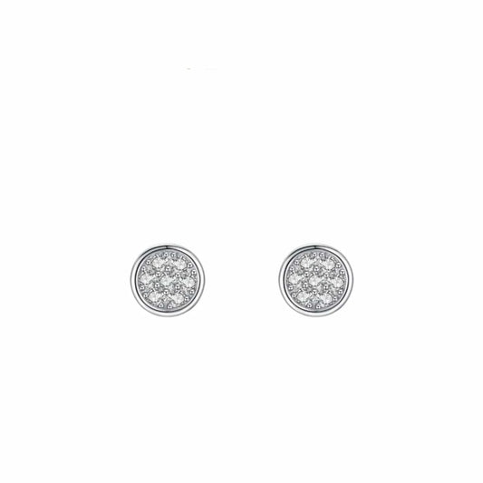 Simple CZ Round Stud Earrings in Sterling Silver