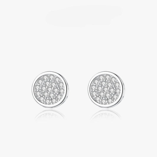 Shiny Round CZ Earrings in Sterling Silver