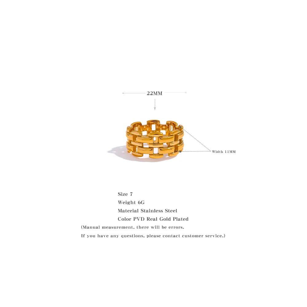 Dsers Gold-Plated Geometric Stainless Steel Statement Ring for Women