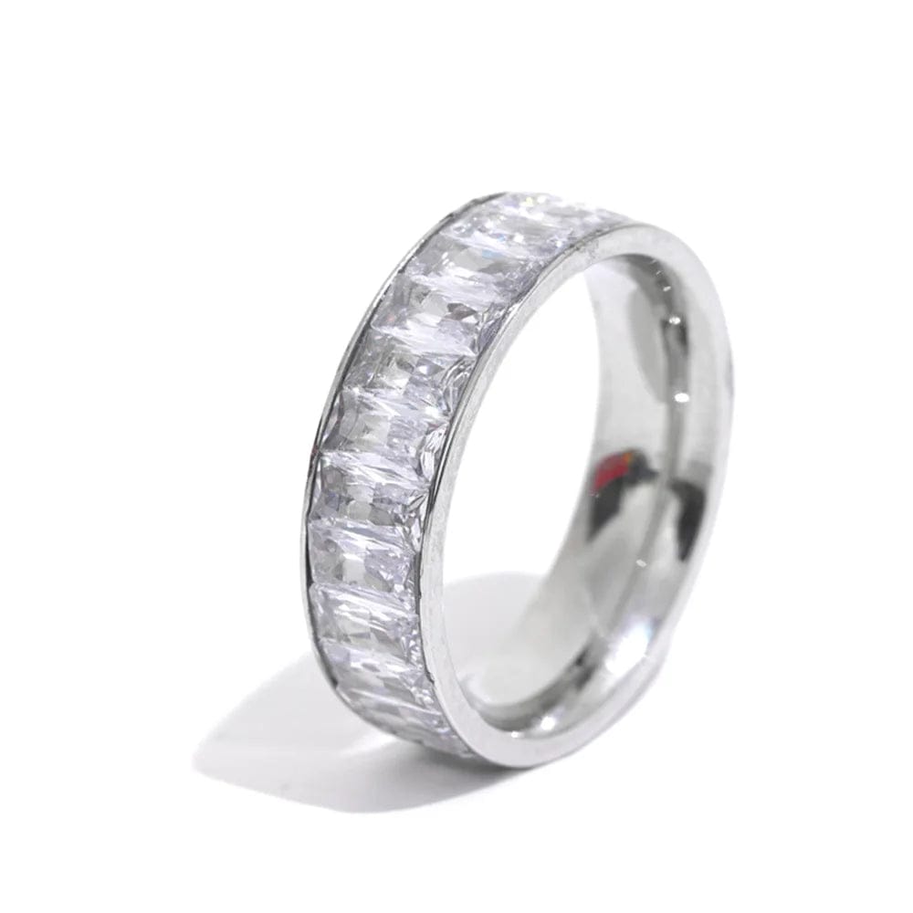 Dsers P-White / 8 Colorful Cubic Zirconia Stainless Steel Multi-Ring Jewelry