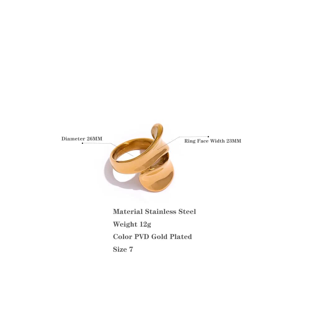 Dsers Unique Irregular Gold-Plated Stainless Steel Women's Ring