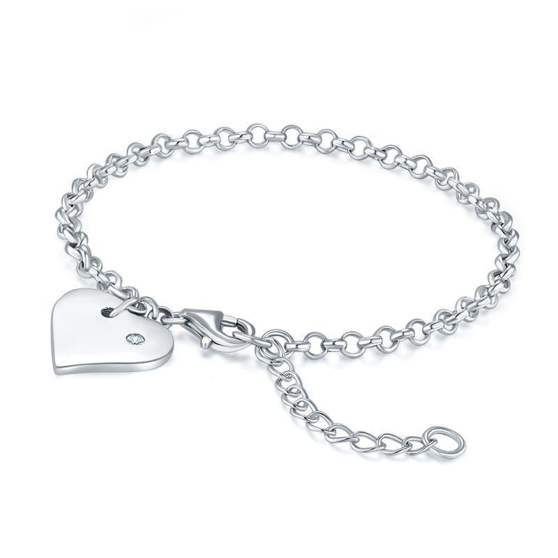 My Jewels Silver Bracelets Length: (15 cm - 18 cm) Adjustable Women's Dangle Heart Bracelets