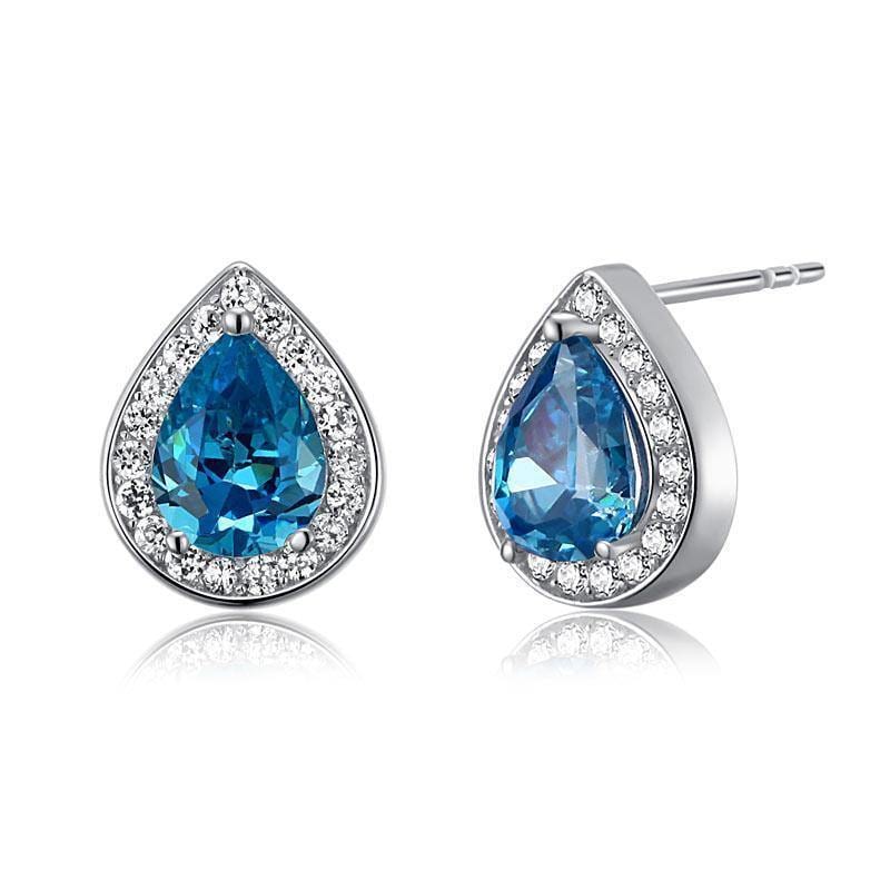 My Jewels Silver Earrings 1.2 cm X 1 cm Women Blue Topaz Silver Earrings Stud