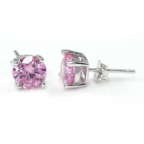 My Jewels Silver Earrings 5 mm X 6.5 mm Pink Sapphire Sterling Stud Silver Earrings