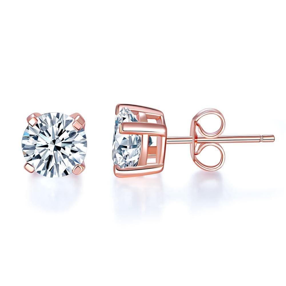 My Jewels Silver Earrings 6.5 mm X 6.5 mm Stud Earrings 925 Sterling Silver Rose Gold