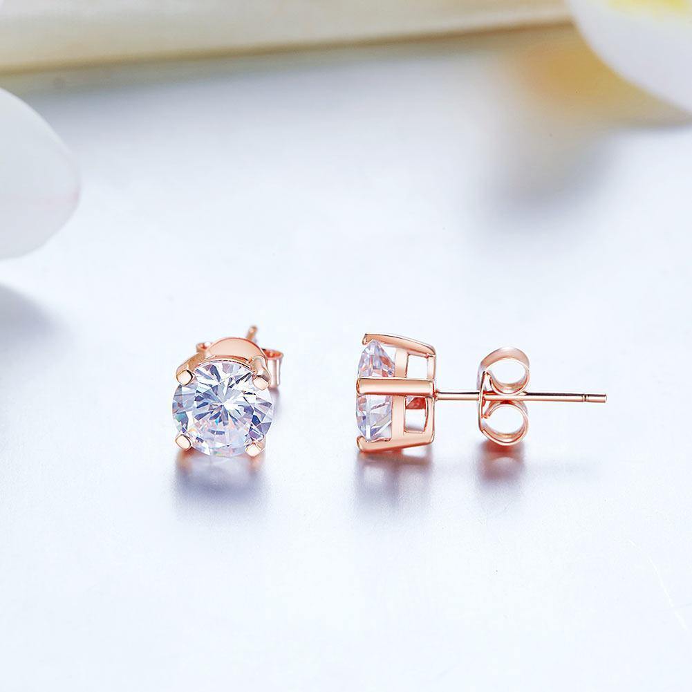 My Jewels Silver Earrings 6.5 mm X 6.5 mm Stud Earrings 925 Sterling Silver Rose Gold