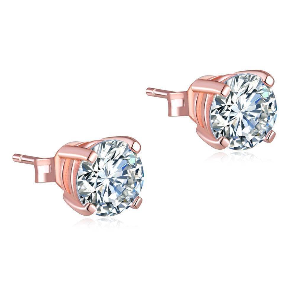 My Jewels Silver Earrings 6.5 mm X 6.5 mm Stud Earrings 925 Sterling Silver Rose Gold