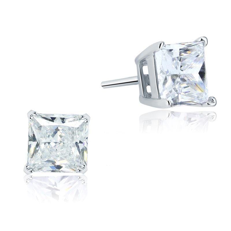 My Jewels Silver Earrings 6 mm X 6 mm Princess Cut Stud Earrings